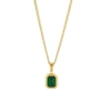 Colier elegant din aur, otel chirurgical, zircon verde, lant
