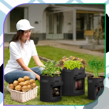 Set saci mare de 3 saci ghiveci pentru plantare legume 35x30 cm