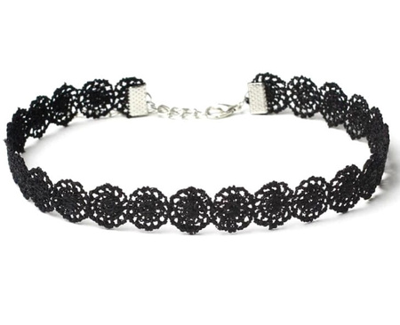 Set de 12 colier negru din dantelă