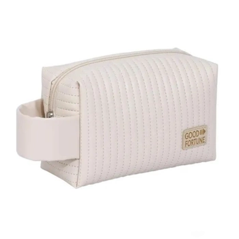 Geanta cosmetica patrata cu maner elegant si organizator din piele ecologica