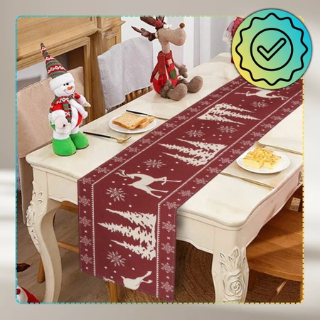 Față de masă burgundy de Crăciun