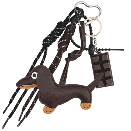 Breloc pentru o pungă de chei, breloc, pandantiv, tabletă de ciocolată, teckel, maro
