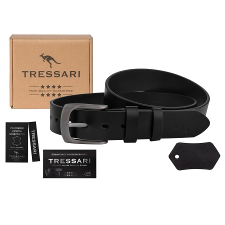 Curea barbati din piele, 100% piele naturala neagra, pentru pantaloni TRESSARI
