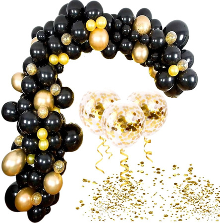 Un set pentru crearea unei ghirlande de 80 de bucăți de baloane confetti din aur negru