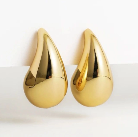 Cercei de aur, oțel chirurgical, lacrimi placate cu aur