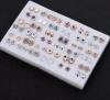 Set de cercei mici de aur 36 perechi zirconiu fluture inima arc