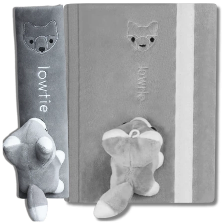 Husă de centură de siguranță din pluș de vulpe gri pentru copii