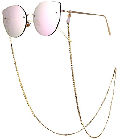 Lant de ochelari elegant auriu cu zirconi decorativi