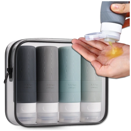 Set de 4 sticle de voiaj reutilizabile de 100 ml