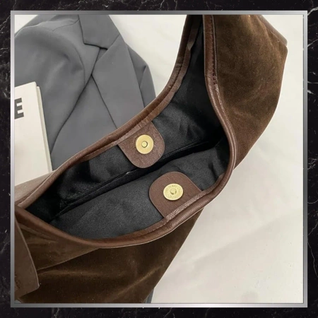 BAD&BAGS geanta de dama din piele geanta maro din piele intoarsa ecologica