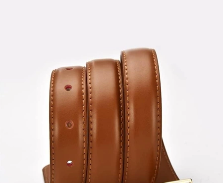 Curea de dama din piele naturala maro, reglabila pe talia rochiei