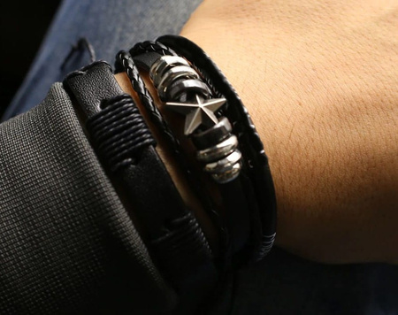 Punk Set Piele Black Rock Bratara