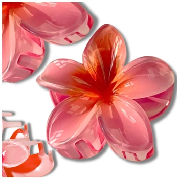 Agrafă de păr cu flori de plumeria cu falcă roșie