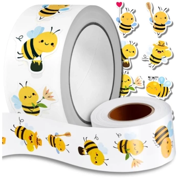 Autocolante cu albine pe rola, 500 de bucăți colorate, bricolaj motivațional pentru copii