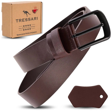Curea bărbătească TRESSARI, piele naturală, maro, pentru pantaloni