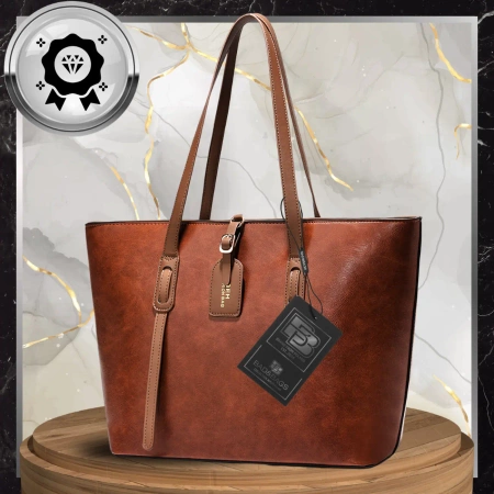 BAD&BAGS geanta de mana din piele de dama clasic maro shopper