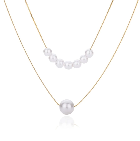 Colier elegant din oțel multi-chirurgical auriu cu perle