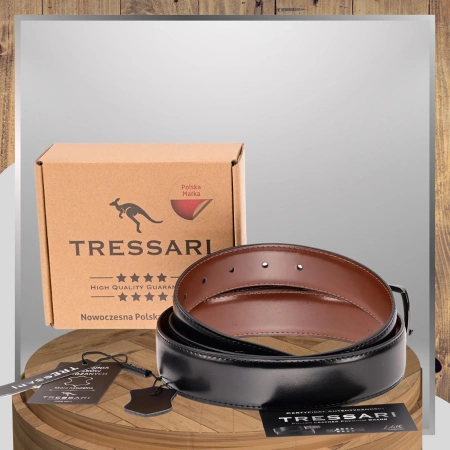 Curea din piele dublă TRESSARI, negru, maro, 120 cm, pentru pantaloni