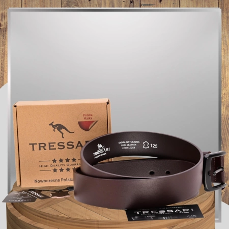Curea bărbătească TRESSARI, piele naturală, maro, pentru pantaloni