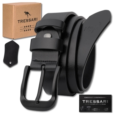 Curea pantalon barbati TRESSARI 125 cm, piele neagra, piele naturala 100%.