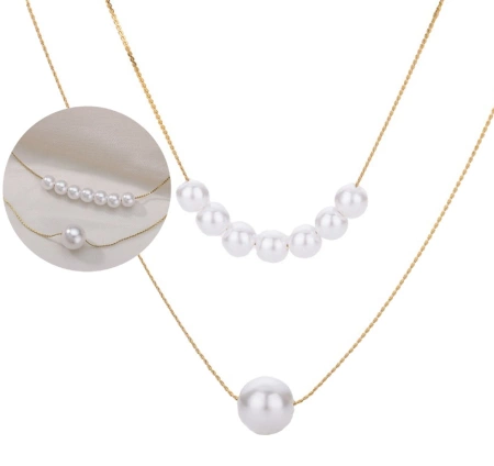 Colier elegant din oțel multi-chirurgical auriu cu perle