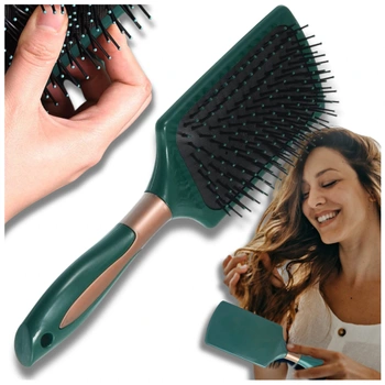 Perie pentru masaj și coafare pentru păr verde sticle