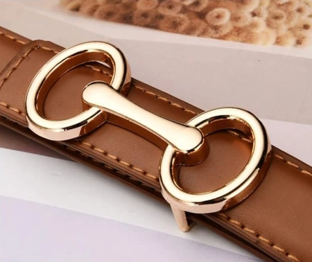 Curea de dama din piele naturala maro, reglabila pe talia rochiei