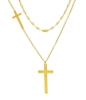 Colier dublu din aur, cruci elegante, delicate din otel chirurgical