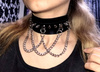 Colier guler din piele GOTHIC Punk Goth, negru