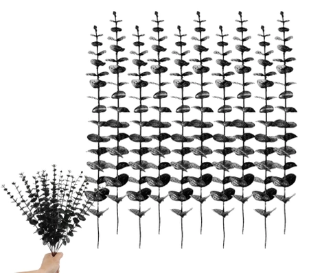 Ramuri artificiale de frunze de eucalipt set de 10pcs negru decorative