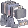 Set de călătorie de 8 organizatoare de valize impermeabile, gri