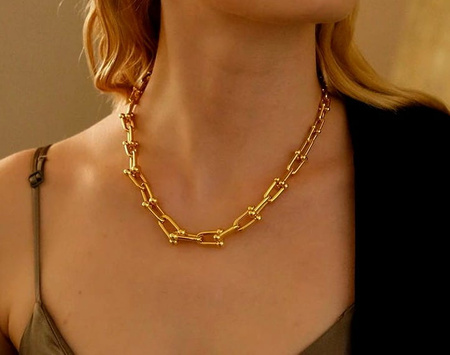 Colier de damă punk cu lanț de aur