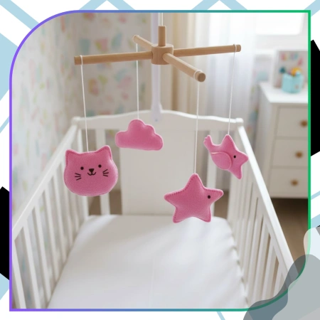 Set de 10 foi decorative din fetru roz 30x30cm