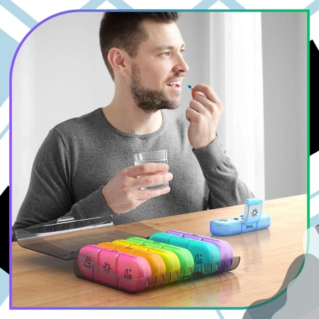 Cutie organizator colorat pentru medicamente 7 zile 3 momente ale zilei recipient