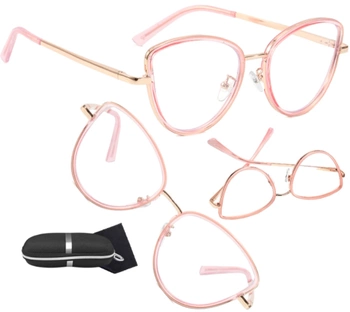 Ochelari eleganti, roz, cat-eye cu antireflex