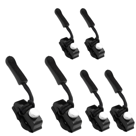 Set de 6 extractoare de fermoar din metal negru