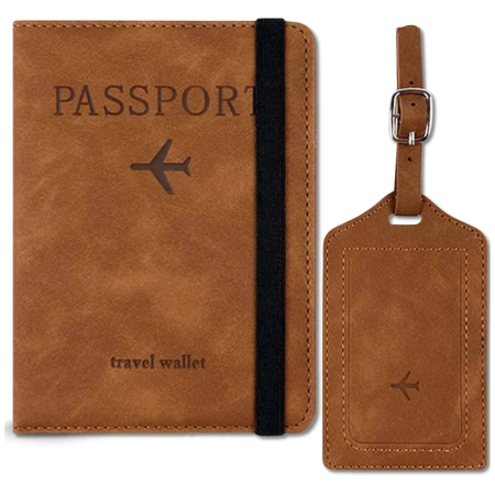 Set de călătorie maro Husă și pandantiv pentru pașaport