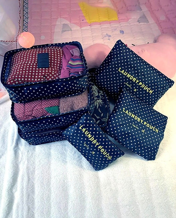 Set de călătorie cu 6 organizatoare de valize punctate