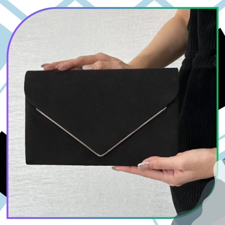 Geantă de umăr elegantă de seară pentru femei, din piele întoarsă neagră