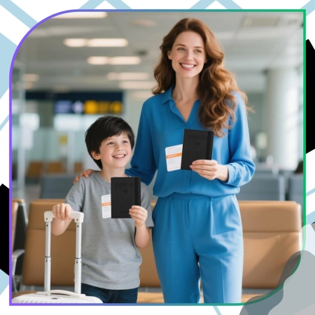 Set de călătorie negru Husă pentru pașaport și pandantiv portofel de călătorie