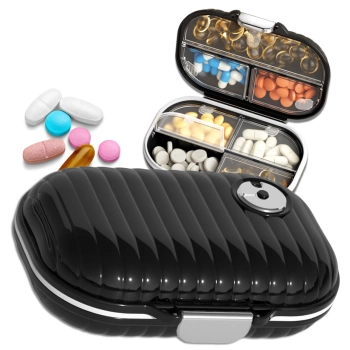 Cutie, geantă, organizator pentru medicamente, 7 zile, negru elegant
