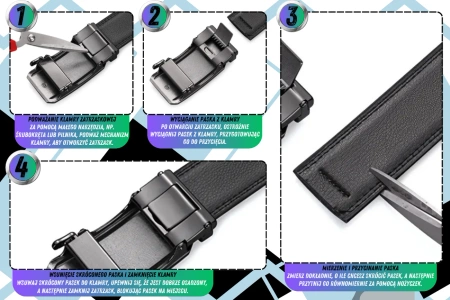 Curea pantaloni barbati 125cm Automatic piele naturala neagra TRESSARI