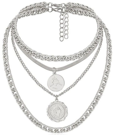 Colier gros cu lanț cubanez cu monede