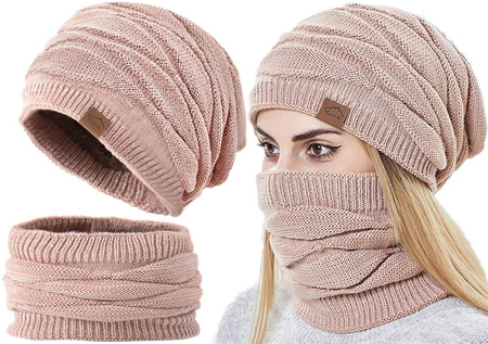 Set căciulă termopan + eșarfă tunel de damă