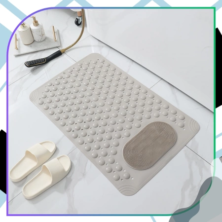 Covoraș de baie antiderapant pentru duș, pentru baie, 69x36 cm, bej, cu masaj