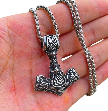 Colier bărbătesc argint Hammer of THOR MJOLNIR, oțel