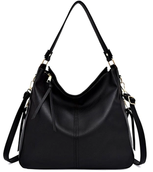 Geantă de mână mare, neagră, din piele