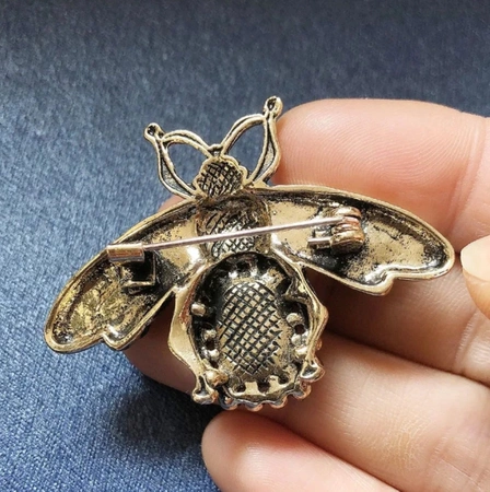 Brosa de insecte cu zirconi, cristale elegante de insecte verzi