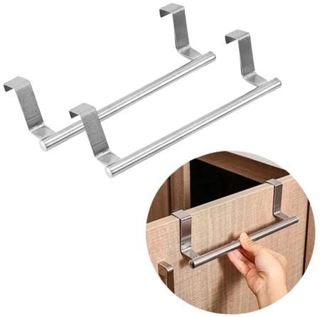 Hangers 2pc pentru bucătărie dulap baie ușă prosop feroviar argint