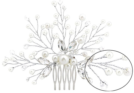 Decor nunta pieptene flori de cristal bogat pentru par